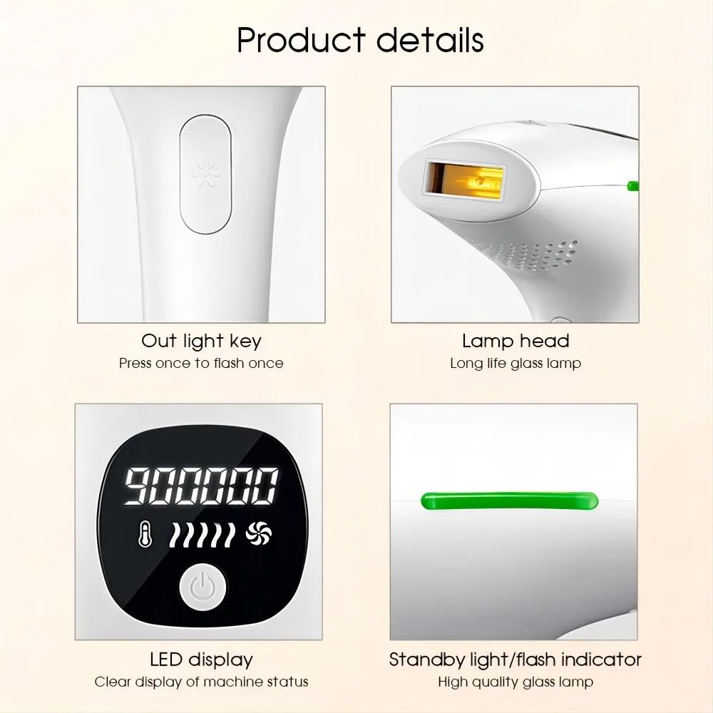 IPL Hair Removal 3 in 1 Permanent Painless Epilator 900,000 Flashes and 5 Energy Gears Laser Hair Remover Electric Epilator with Touch LCD for Body, Face, Underarms and Bikini Line