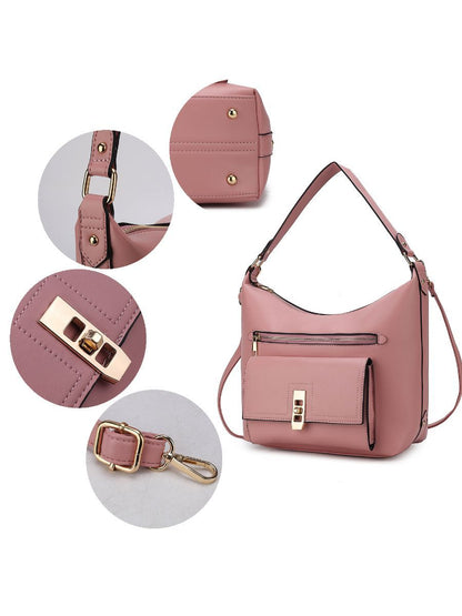 MKF Collection Clara Vegan Leather Women Shoulder Bag with Wristlet Wallet by Mia k