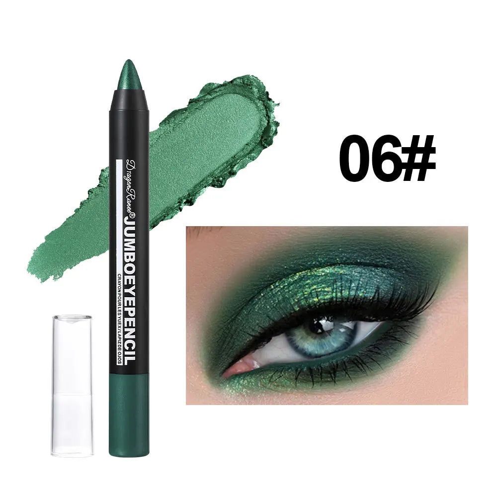Smoky Dark Green Eyeshadow Pencil Stick Waterproof Pearlescent 12 Colors Metallic Glitter Eye Shadow Highlighter Pen Makeup Tool