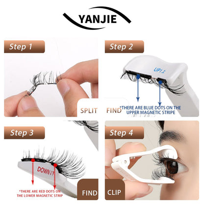 No Glue Soft Magnetic Clip On Eyelashes, Misty Slim Sparse B/C Curl Gentle Lifting Lashes for Thin &amp; Double Inner Eyelid Daily Makeup