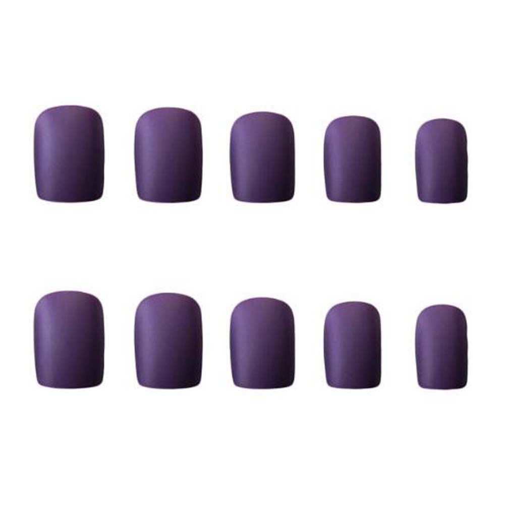 Matte Purple False Fingernails Full Cover Fake Nails Artificial False Nails Tips Nail Art