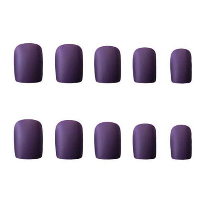Matte Purple False Fingernails Full Cover Fake Nails Artificial False Nails Tips Nail Art