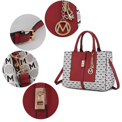 MKF Collection Yuliana Circular M emblem Print Satchel Bag with Wallet by Mia k