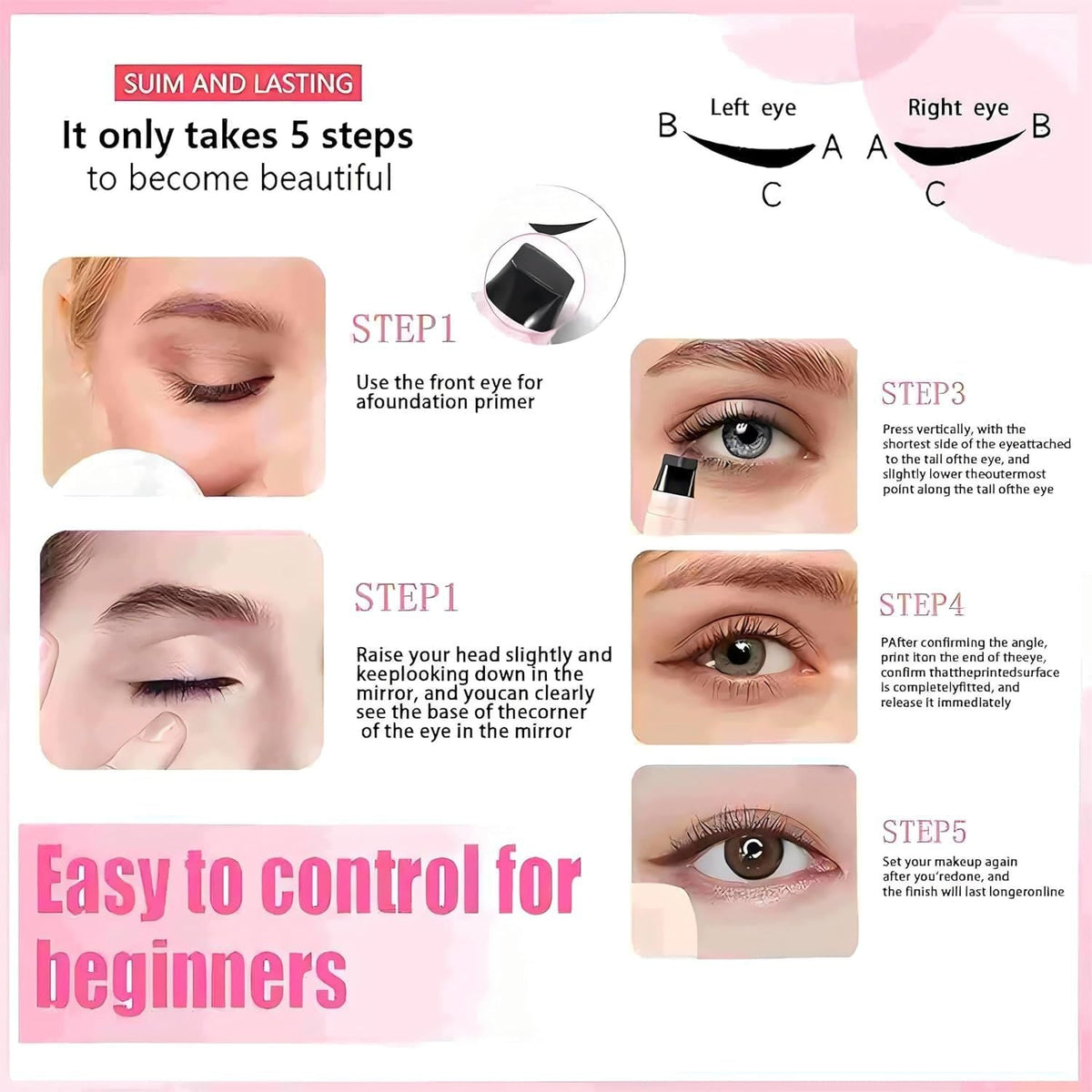 Winged Eyeliner Stamp Pen Dual Head Rotating Design, Quick-Dry, Long-Lasting, Smudge-Proof for Easy Cat Eye (1