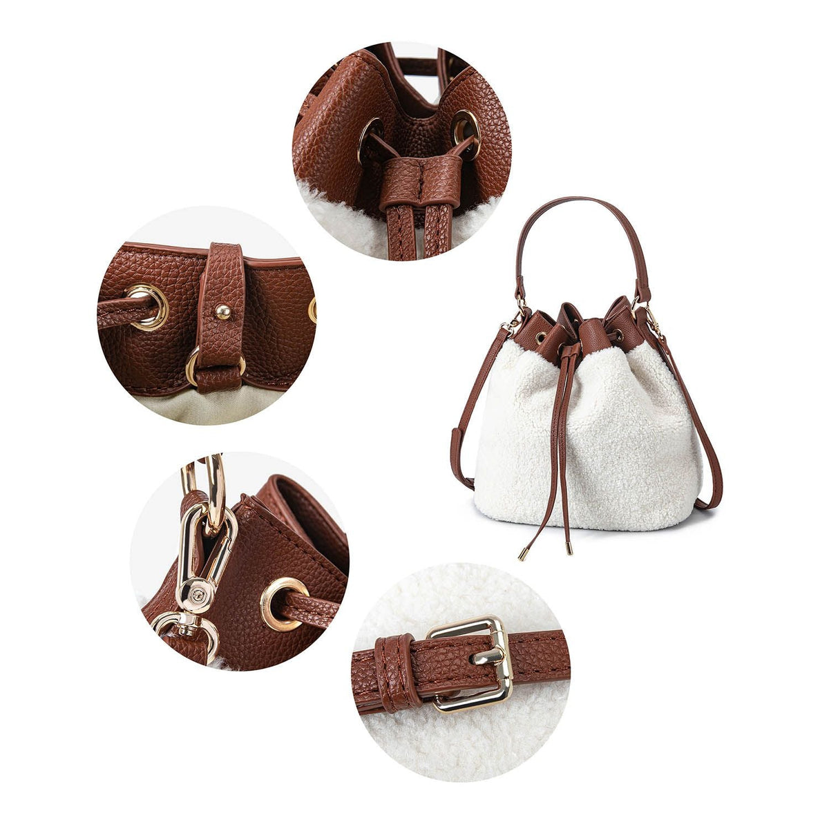 MKF Collection Saryn Bucket Hobo Casual Handbag Faux Shearling by Mia K.