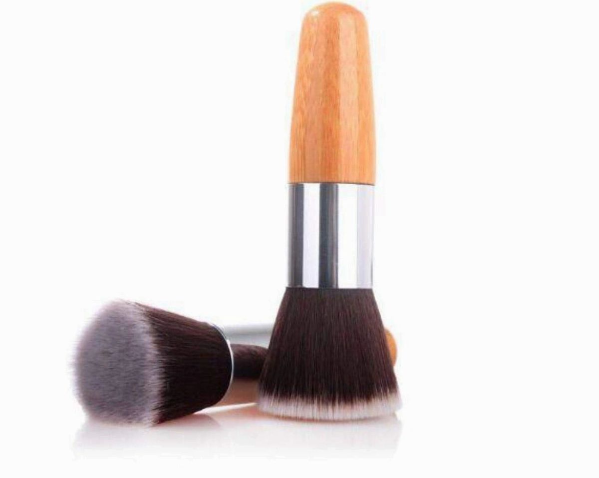 Premium Kabuki Blush Brush - High-Density Soft Synthetic Makeup Brush with Eco-Friendly Bamboo Handle for Flawless Powder &amp; Contour Blending