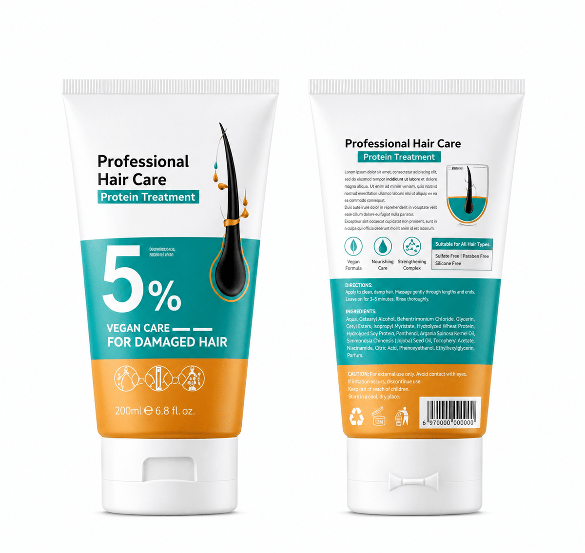 2-Pack Keratin Scalp Massage Cream, 5% Formula Hair Strengthening &amp; Volumizing Leave-In Treatment