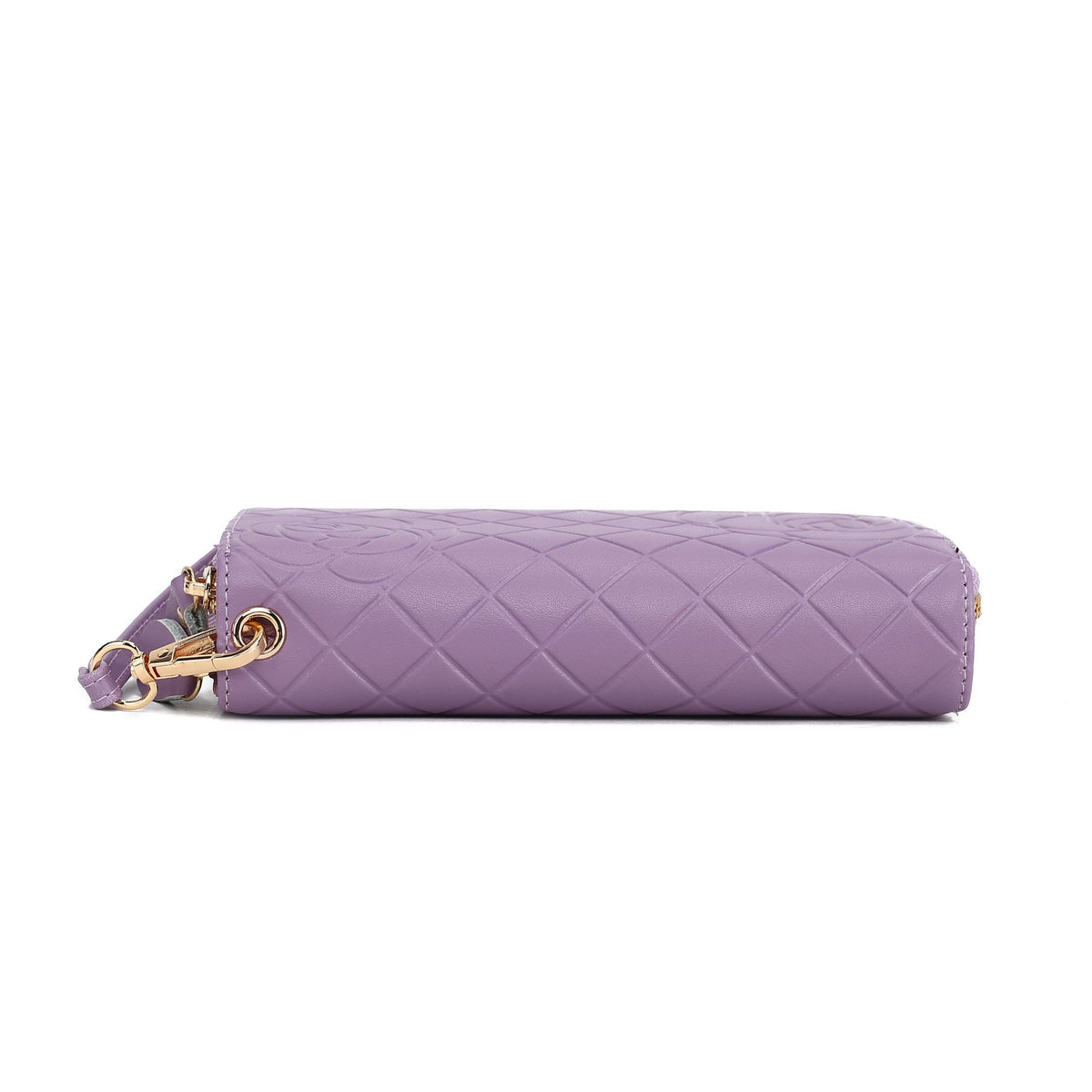 MKF Collection Honey Genuine Leather Quilted Flower Embossed Women Wristlet Wallet by Mia K