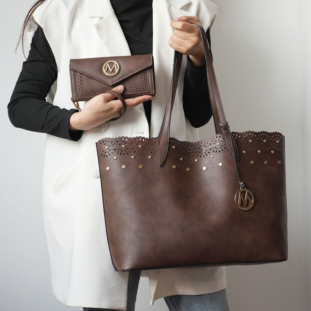 MKF Collection Mariahna 3 PCS Shopper Tote, Cross and Wallet Handbag by Mia K