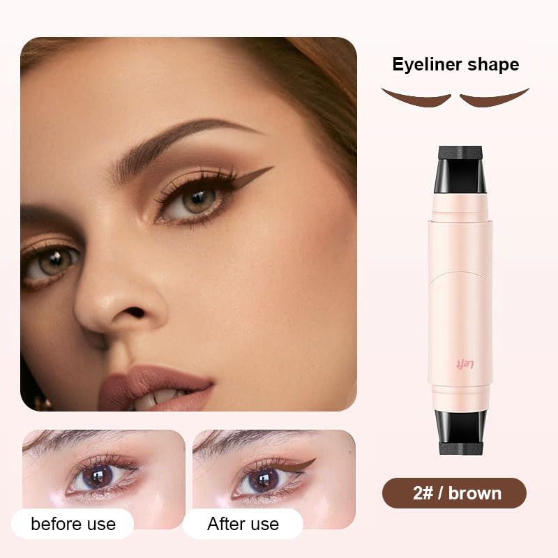 Winged Eyeliner Stamp Pen Dual Head Rotating Design, Quick-Dry, Long-Lasting, Smudge-Proof for Easy Cat Eye (1