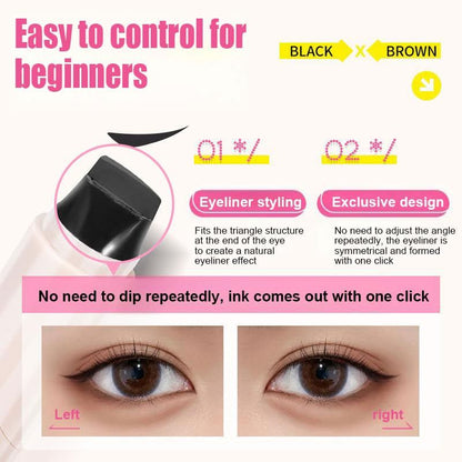 Winged Eyeliner Stamp Pen Dual Head Rotating Design, Quick-Dry, Long-Lasting, Smudge-Proof for Easy Cat Eye (1