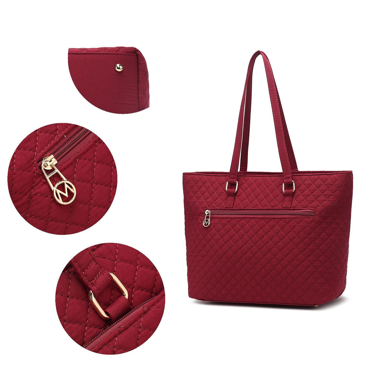 MKF Collection Hallie Solid Quilted Cotton Women Tote Bag by Mia K
