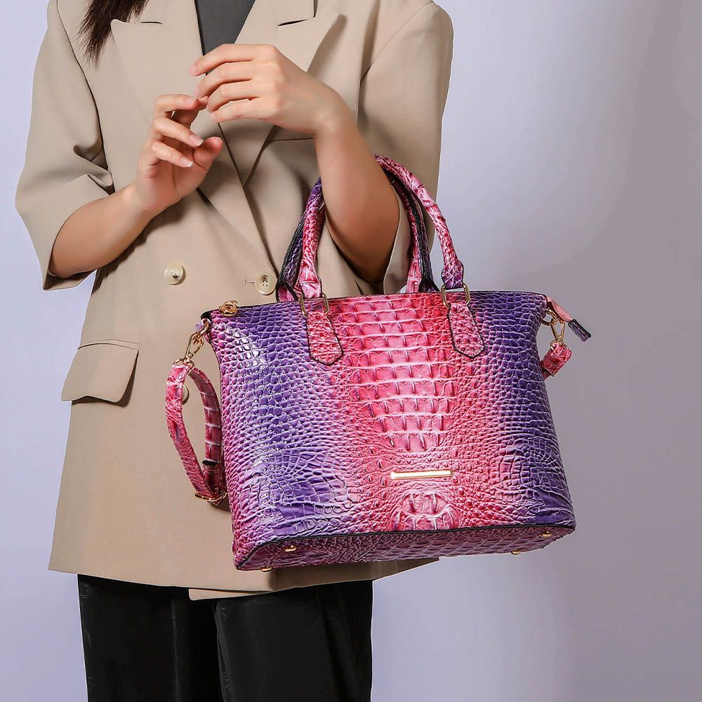 MKF Collection Frankie Gradient Rainbow Faux Crocodile-Embossed Tote Bag Two Pcs by Mia K.