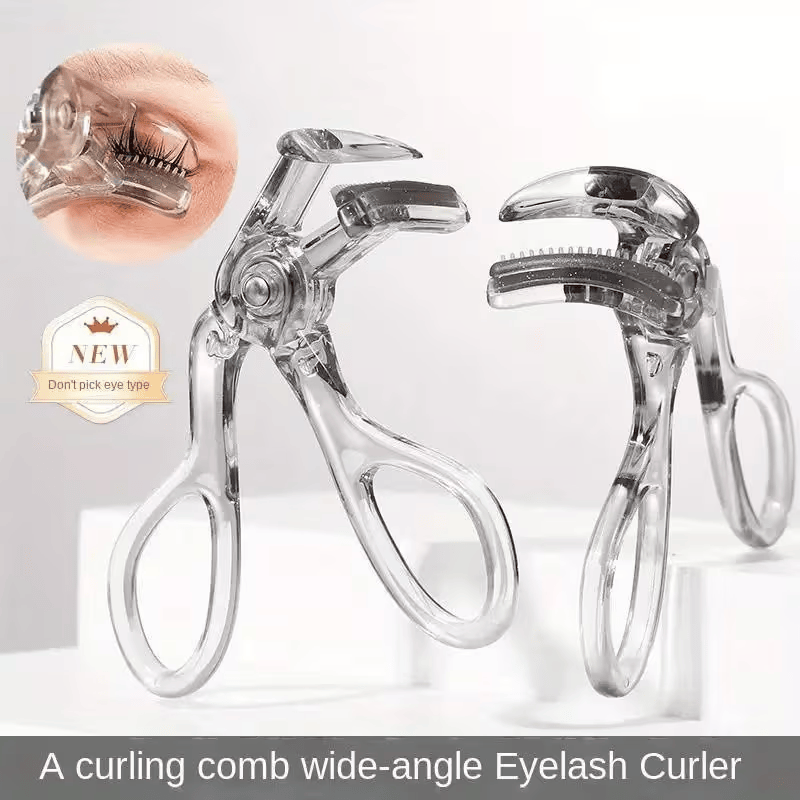 Portable wide-angle eyelash curler with built-in comb - suitable for all eye shapes, easy to use, battery-free, ideal for beginners