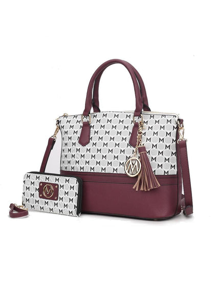 MKF Collection Saylor Circular Print Women Tote Bag &amp; Wristlet Wallet by Mia k
