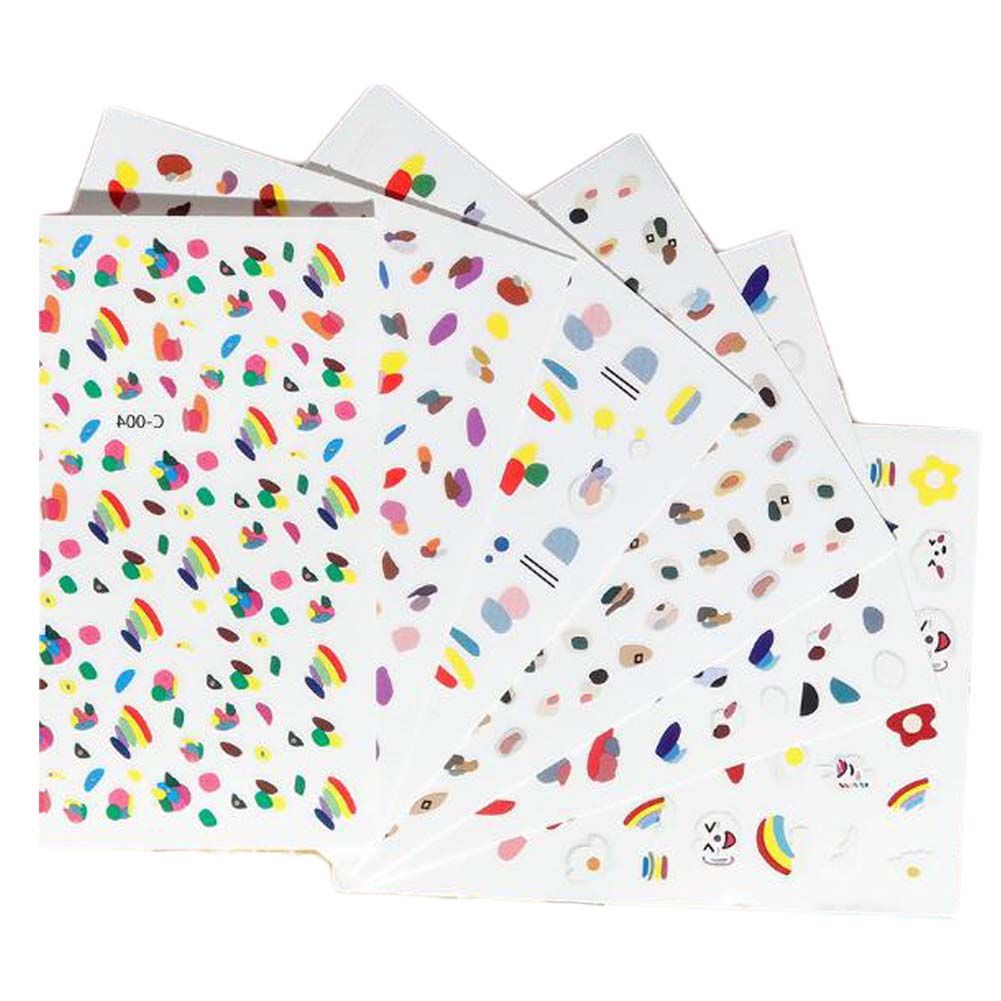 8 Sheets Random Patterned Colorful Summer Rainbow Nail Stickers Self-Adhesive DIY Nail Art Decals Nail Decals