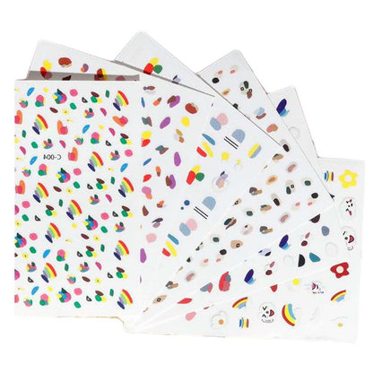 8 Sheets Random Patterned Colorful Summer Rainbow Nail Stickers Self-Adhesive DIY Nail Art Decals Nail Decals