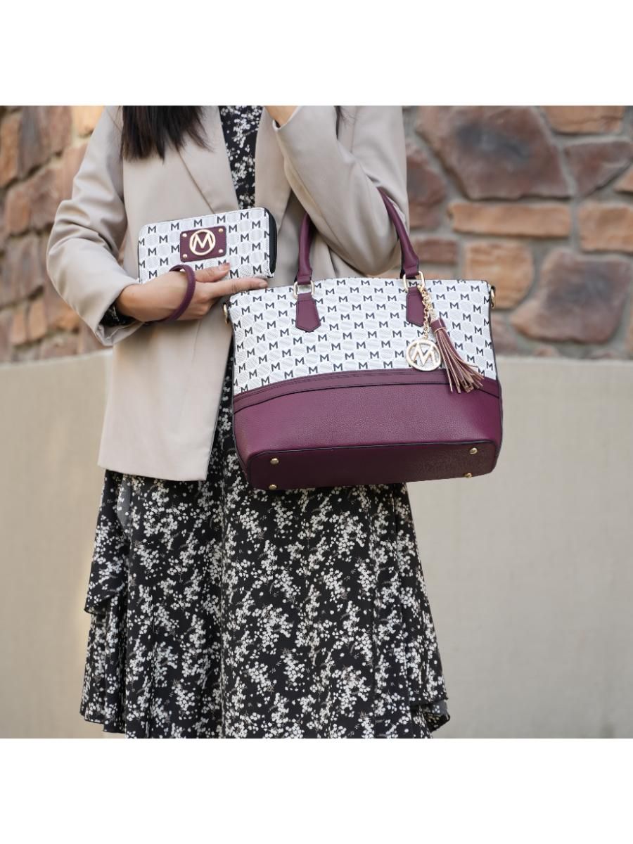 MKF Collection Saylor Circular Print Women Tote Bag &amp; Wristlet Wallet by Mia k