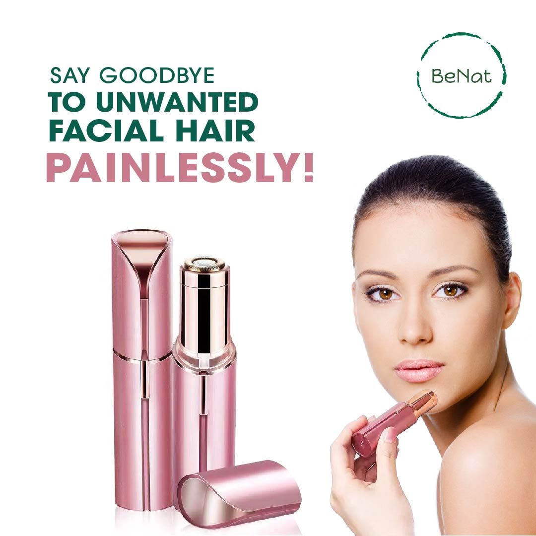 Set of 2. Rechargeable Facial &amp; Eyebrow Hair Remover Set for Women, Painless Electric Trimmer with LED Light