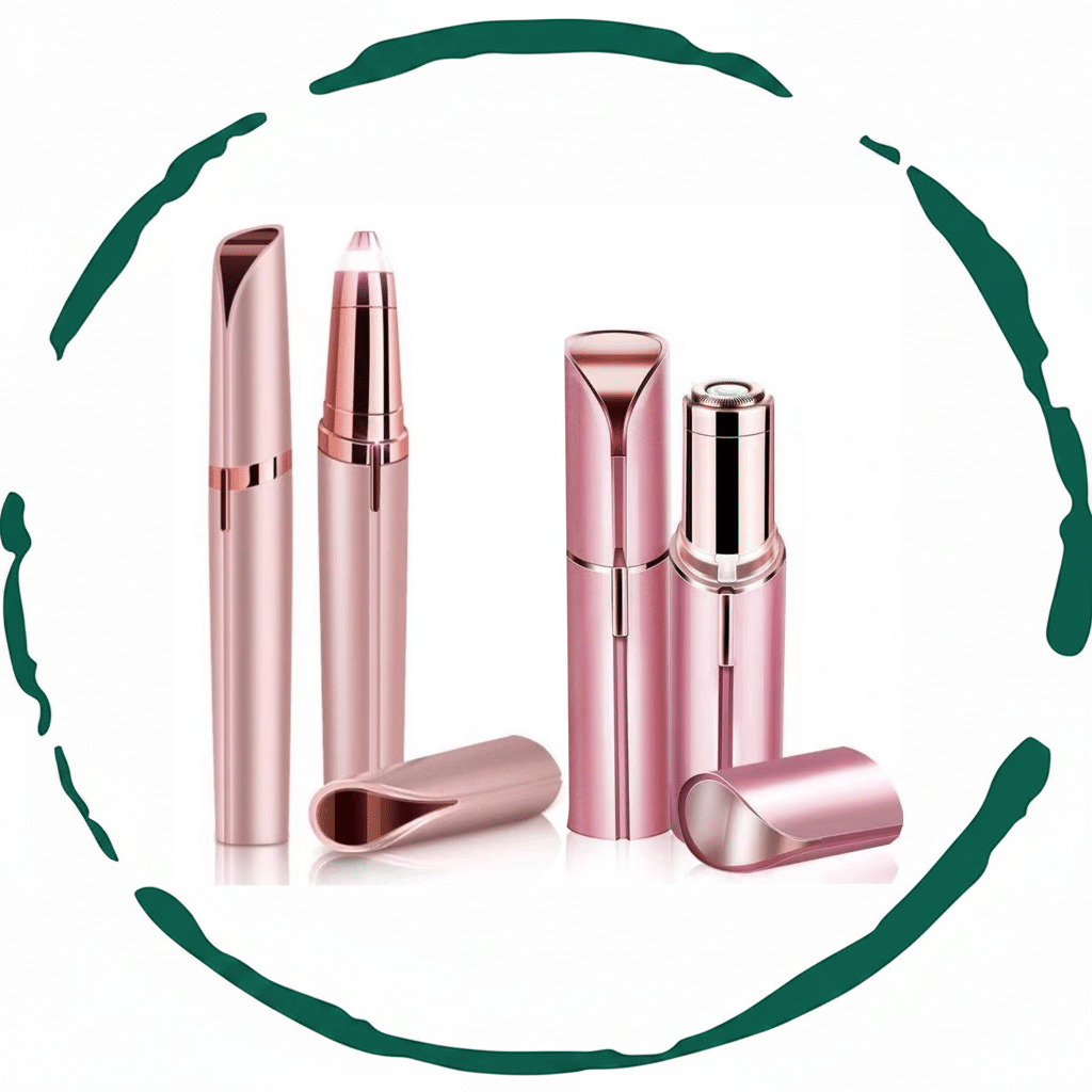 Set of 2. Rechargeable Facial &amp; Eyebrow Hair Remover Set for Women, Painless Electric Trimmer with LED Light