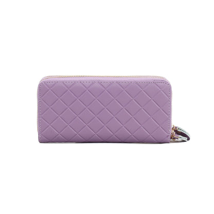 MKF Collection Honey Genuine Leather Quilted Flower Embossed Women Wristlet Wallet by Mia K