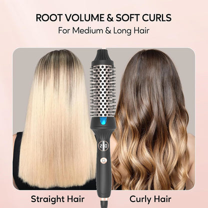 1.5 Inch Heated Brush Ceramic Curling Iron Volumizing Brush Heating Round Brush Travel Hair Curler Comb Professional Styling Round Brushes