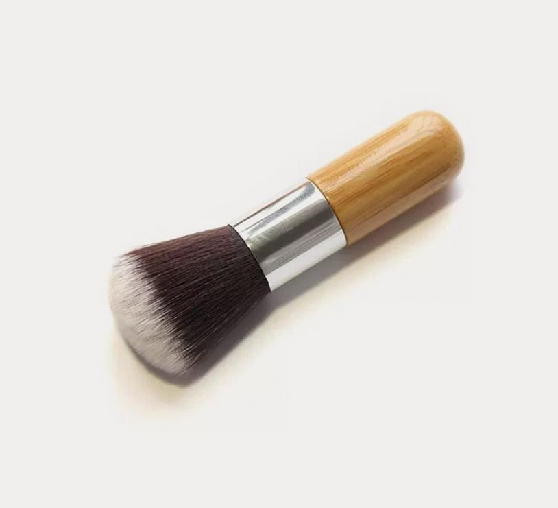 Premium Kabuki Blush Brush - High-Density Soft Synthetic Makeup Brush with Eco-Friendly Bamboo Handle for Flawless Powder &amp; Contour Blending
