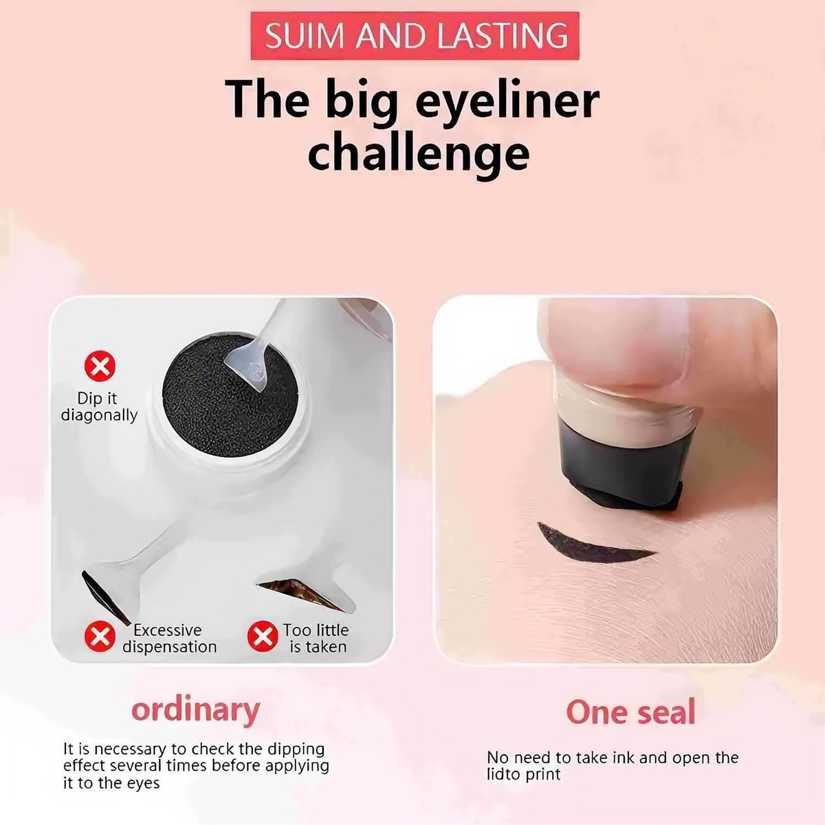 Winged Eyeliner Stamp Pen Dual Head Rotating Design, Quick-Dry, Long-Lasting, Smudge-Proof for Easy Cat Eye (1