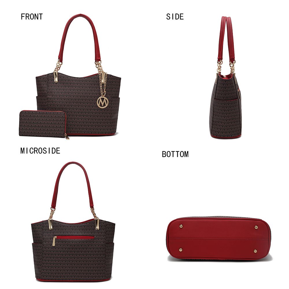 MKF Collection Savannah M Logo Printed Women Tote and Wristlet Wallet by Mia k