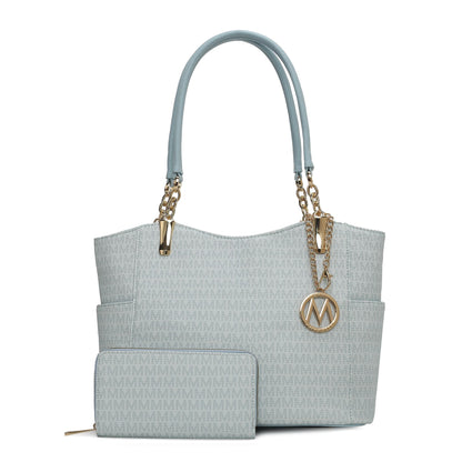 MKF Collection Savannah M Logo Printed Women Tote and Wristlet Wallet by Mia k