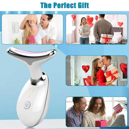 Neck Face Massager Face Sculpting Tool 3 Colour Modes and Vibration for Facial Massager for Double Chin - Black