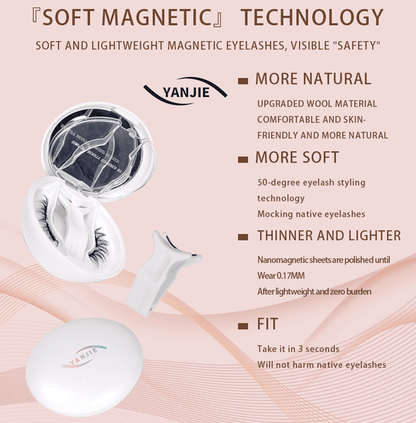 No Glue Soft Magnetic Clip On Eyelashes, Delicate Thin Spaced Natural Reusable Lashes for Daily Bare Makeup