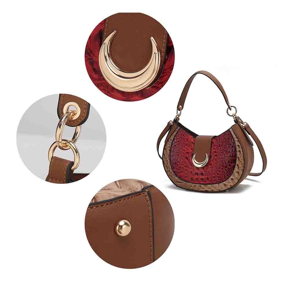 MKF Collection Jain Half Moon Luxe Croc-Embossed Shoulder Bag, Spacious and Timeless by Mia K