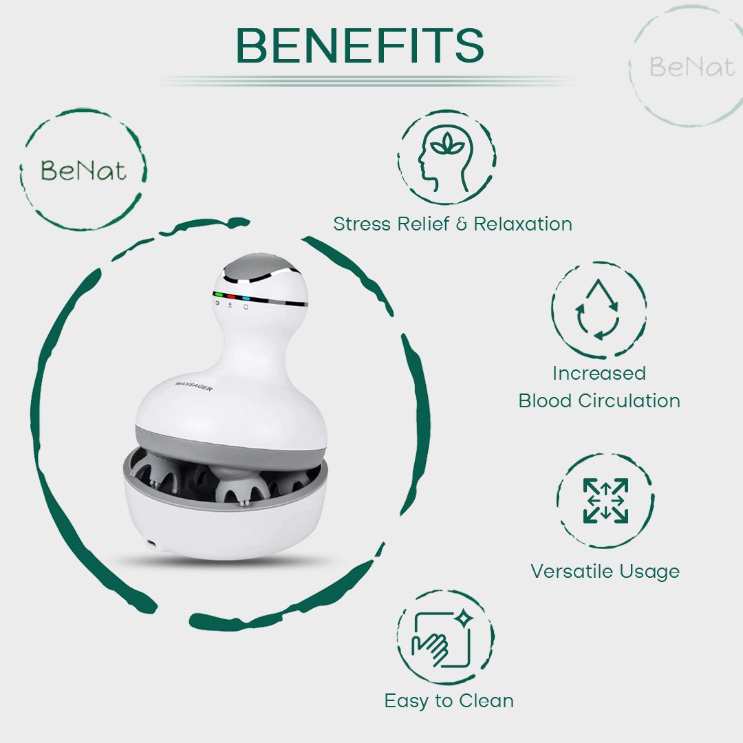 Smart Scalp Massager - Cordless Waterproof Handheld Head &amp; Body Massage Device with 4 Modes for Hair Growth, Stress Relief &amp; Relaxation (White)