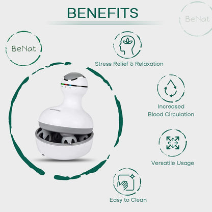Smart Scalp Massager - Cordless Waterproof Handheld Head &amp; Body Massage Device with 4 Modes for Hair Growth, Stress Relief &amp; Relaxation (White)