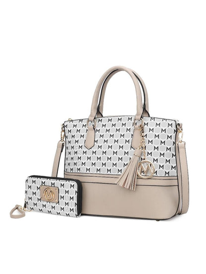 MKF Collection Saylor Circular Print Women Tote Bag &amp; Wristlet Wallet by Mia k