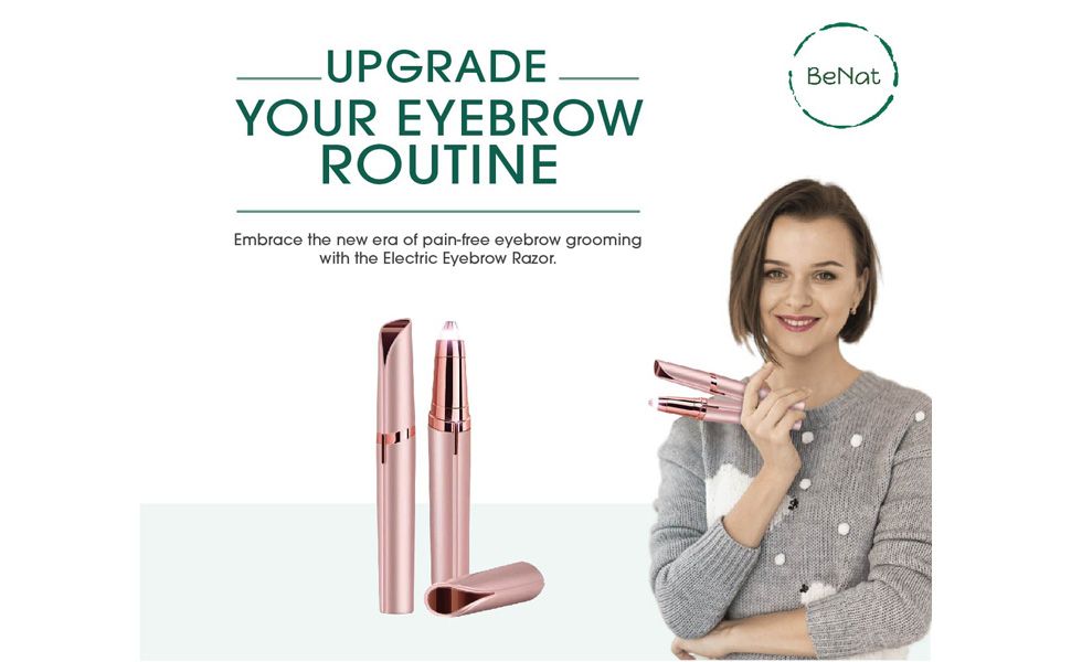 Set of 2. Rechargeable Facial &amp; Eyebrow Hair Remover Set for Women, Painless Electric Trimmer with LED Light