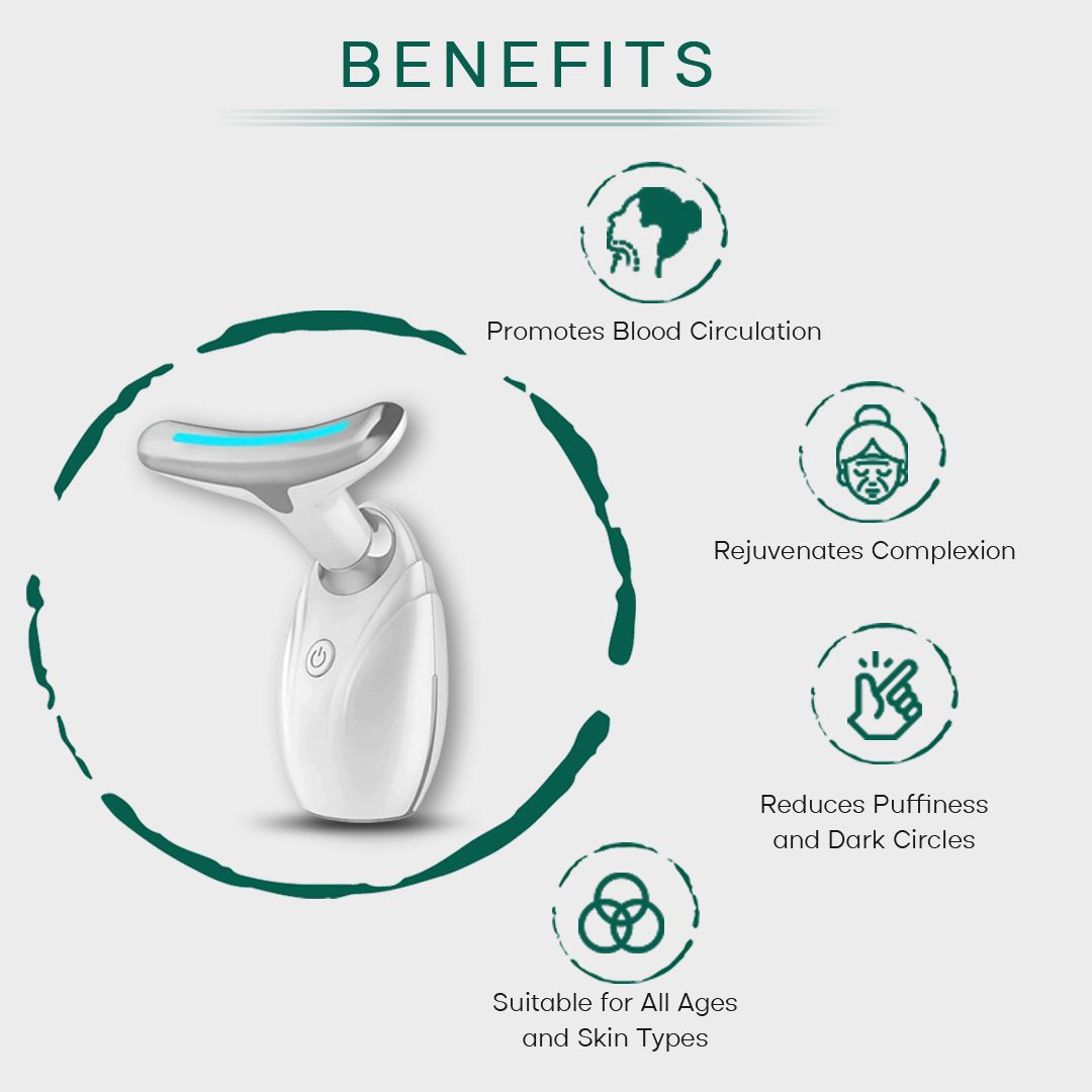 Neck &amp; Face Lifting LED Therapy Device - Anti-Aging Wrinkle Remover &amp; Double Chin Reducer Massager