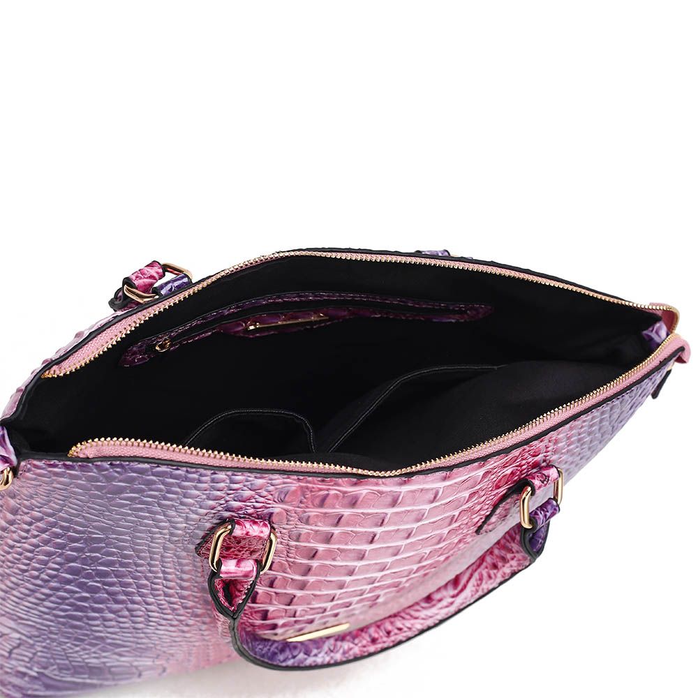 MKF Collection Frankie Gradient Rainbow Faux Crocodile-Embossed Tote Bag Two Pcs by Mia K.