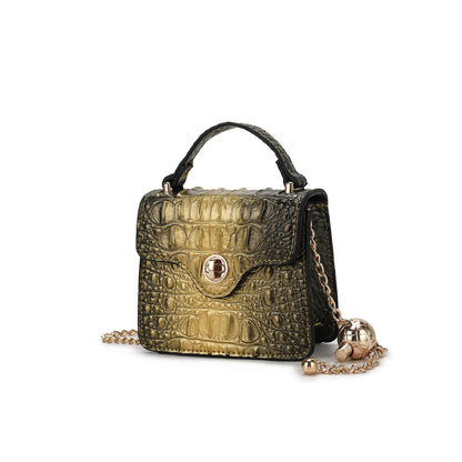 MKF Collection Luxe Croc-Embossed Mini Satchel with Chain Strap by Mia K