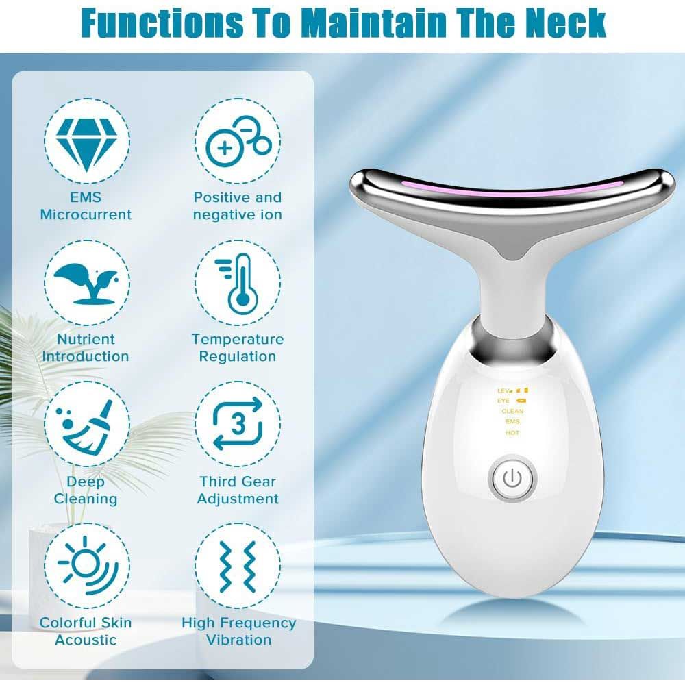 Neck Face Massager Face Sculpting Tool 3 Colour Modes and Vibration for Facial Massager for Double Chin - Red