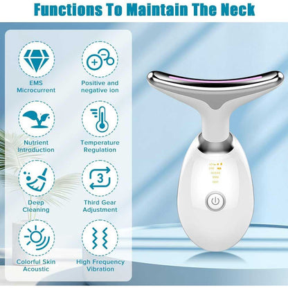 Neck Face Massager Face Sculpting Tool 3 Colour Modes and Vibration for Facial Massager for Double Chin - Red
