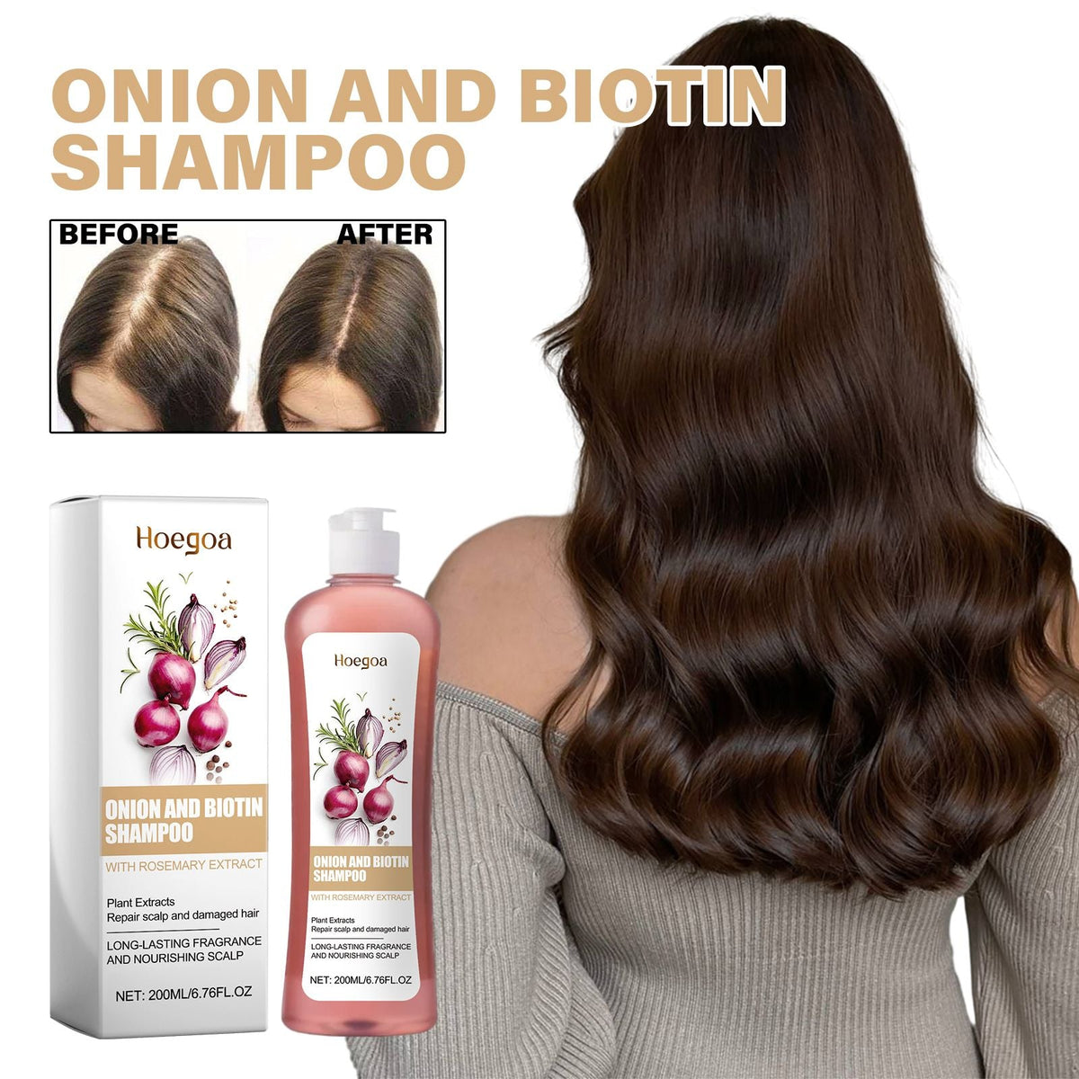 Hoegoa Shampoo Scalp Cleansing Care Fluffy Strong Hair Moisturizing Soft Light Smooth Hair Shampoo