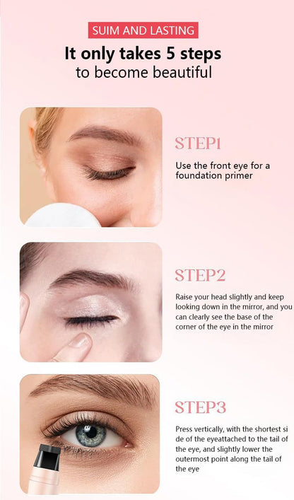 Winged Eyeliner Stamp Pen Dual Head Rotating Design, Quick-Dry, Long-Lasting, Smudge-Proof for Easy Cat Eye (1