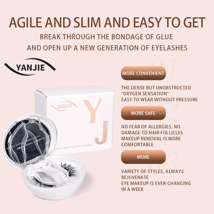No Glue Soft Magnetic Clip On Eyelashes, Misty Slim Sparse B/C Curl Gentle Lifting Lashes for Thin &amp; Double Inner Eyelid Daily Makeup
