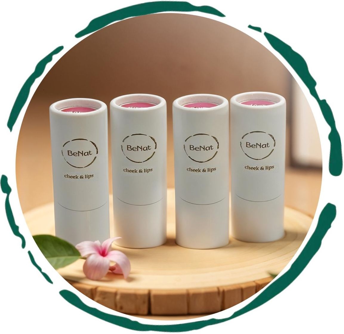 Lip &amp; Cheek Bloom 2 in 1 Natural Lipstick &amp; Blush - Long Lasting Hydrating Multi-Tasking Tinted Balm by BeNat