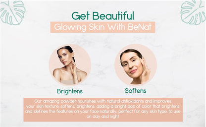 BeNat All-Natural Blush Loose Powder | Reusable Bamboo Container with Refills | Vegan &amp; Lightweight Face Makeup
