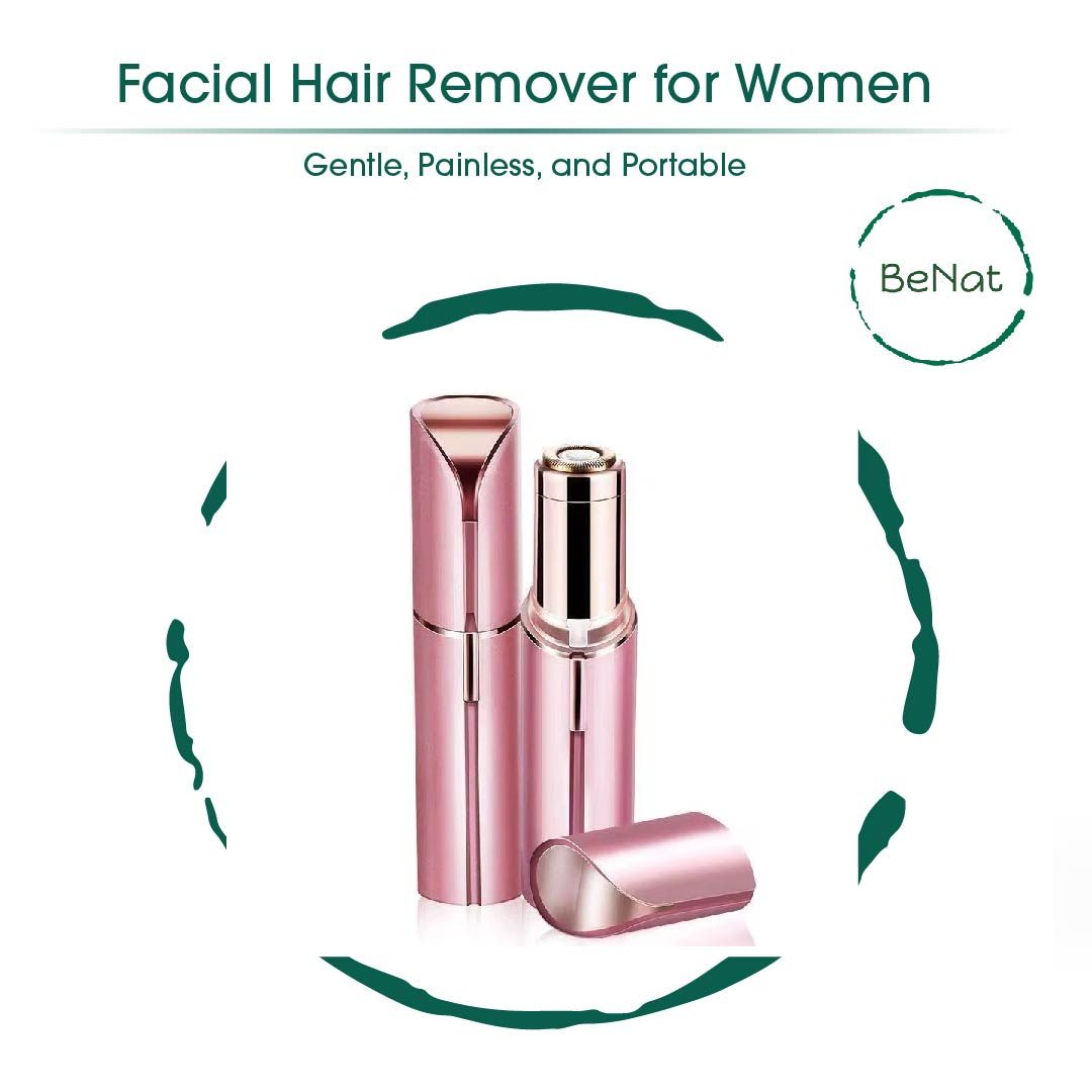 Set of 2. Rechargeable Facial &amp; Eyebrow Hair Remover Set for Women, Painless Electric Trimmer with LED Light