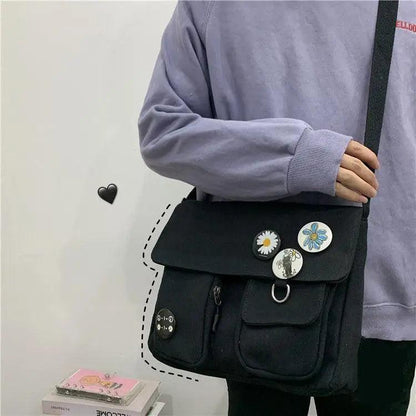 Durable Canvas Diagonal Cross Bag Youth Fashion And Casual Version Ladies Large Capacity Shoulder Bag For Women And Girls