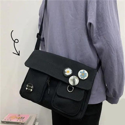 Durable Canvas Diagonal Cross Bag Youth Fashion And Casual Version Ladies Large Capacity Shoulder Bag For Women And Girls